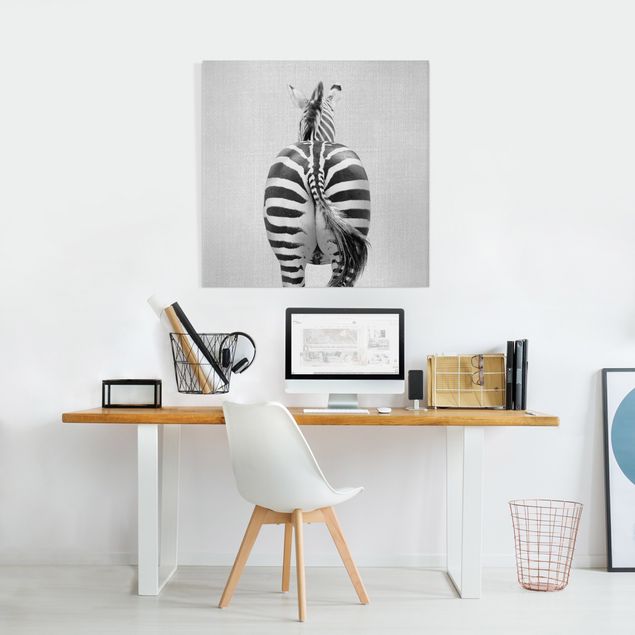 Wanddeko Wohnzimmer Zebra von hinten Schwarz Weiß