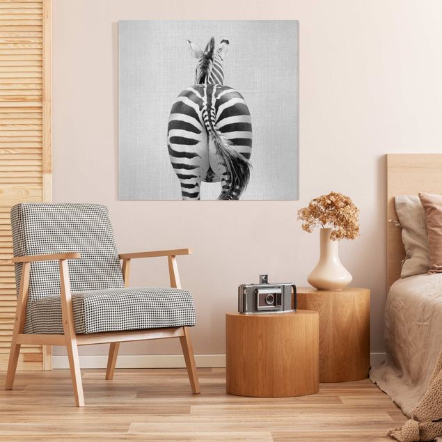 Wanddeko Schlafzimmer Zebra von hinten Schwarz Weiß