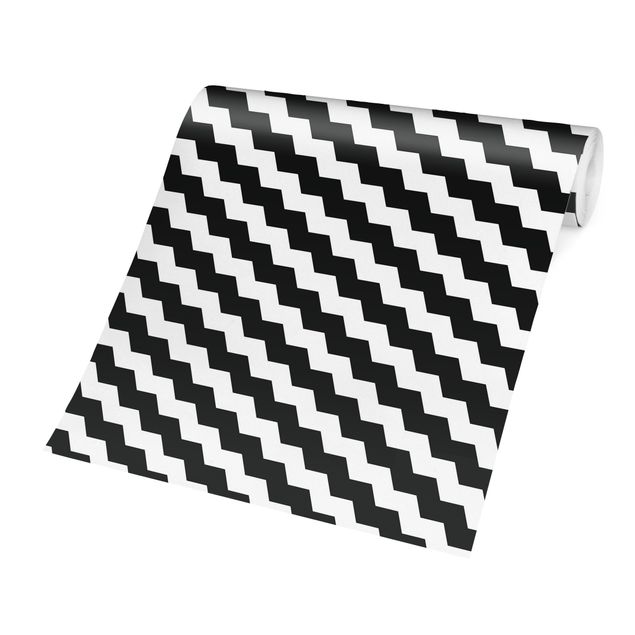 Wanddeko Büro Zick Zack Geometrie Muster Schwarz-Weiß