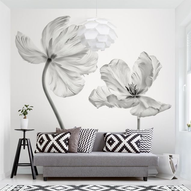 Wanddeko Schlafzimmer Zwei zarte weiße Tulpen