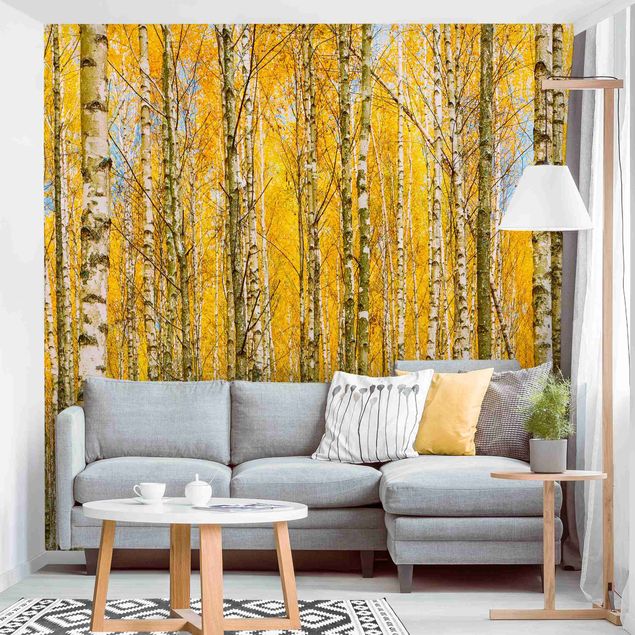 Wanddeko Wohnzimmer Zwischen gelben Birken