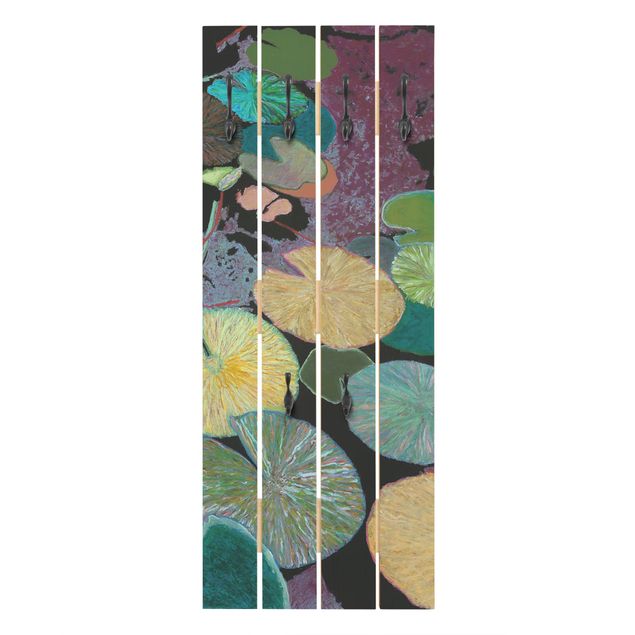 Wanddeko Treppenhaus Seerose mit Blättern IV