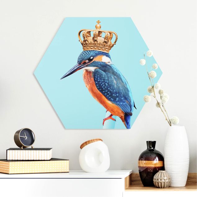 Wanddeko blau Eisvogel mit Krone