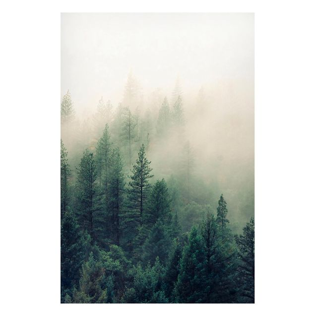 Wanddeko Esszimmer Wald im Nebel Erwachen