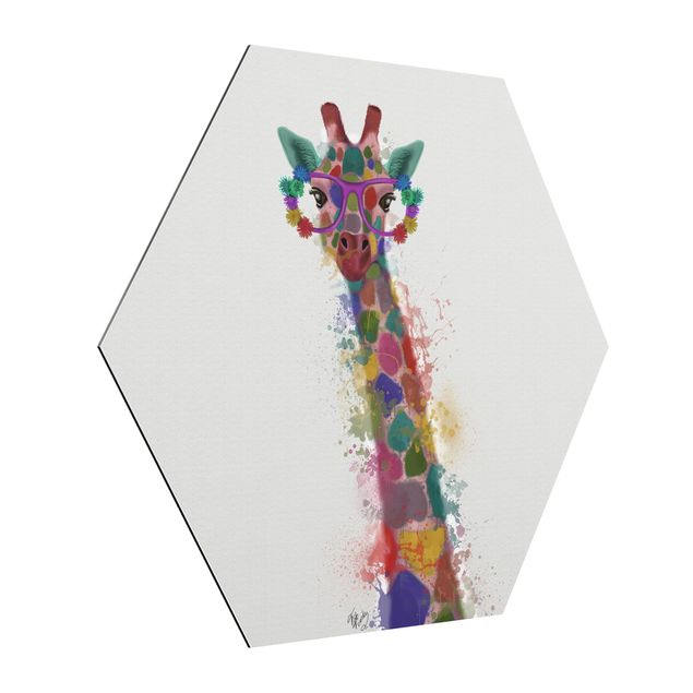 Wanddeko Büro Regenbogen Splash Giraffe