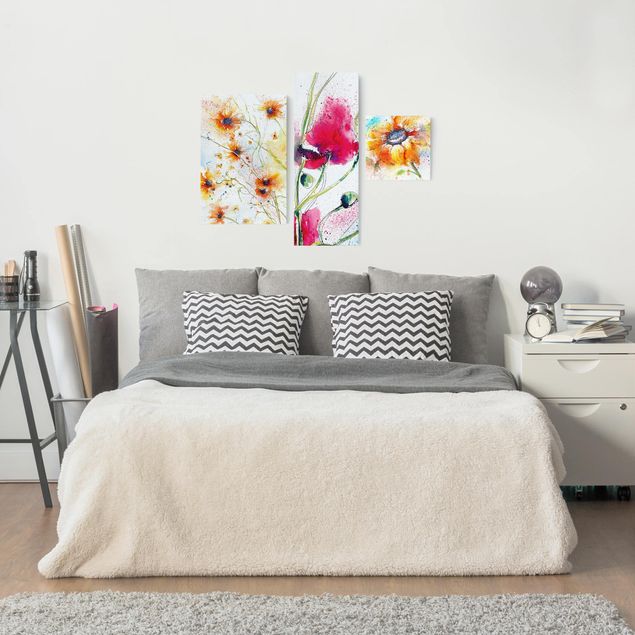 Wanddeko Schlafzimmer Watercolor Flower Power