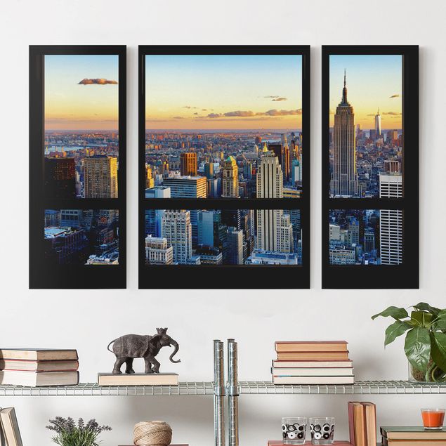 Wanddeko 3D Fensterausblick - Sonnenaufgang New York