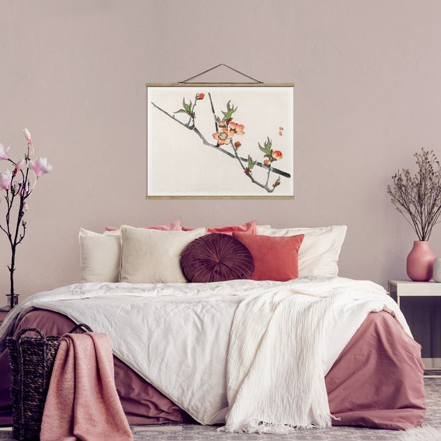 Wanddeko Schlafzimmer Asiatische Vintage Zeichnung Kirschblütenzweig
