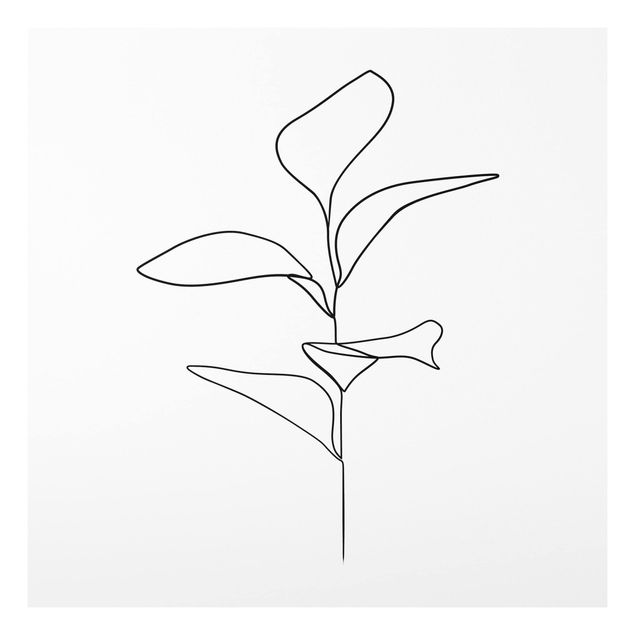 Wanddeko Küche Line Art Pflanze Blätter Schwarz Weiß