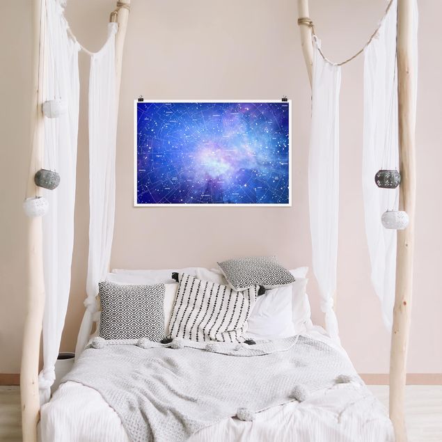 Wanddeko Schlafzimmer Sternbild Himmelkarte