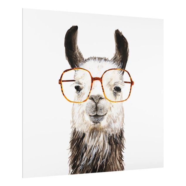 Wanddeko weiß Hippes Lama mit Brille IV