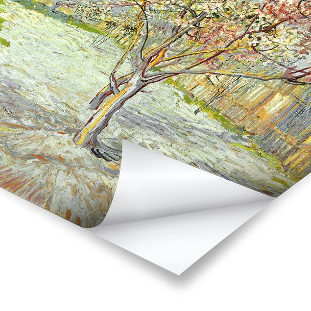 Wanddeko grün Vincent van Gogh - Blühende Pfirsichbäume