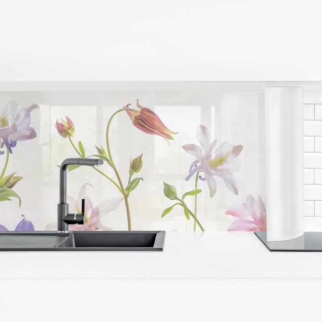 Küchenrückwand Folie Blumen Wald-Akelei