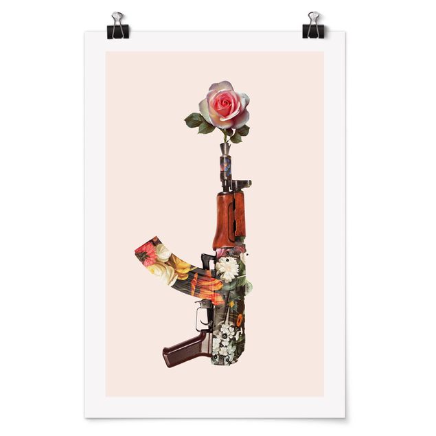 Wanddeko Flur Waffe mit Rose