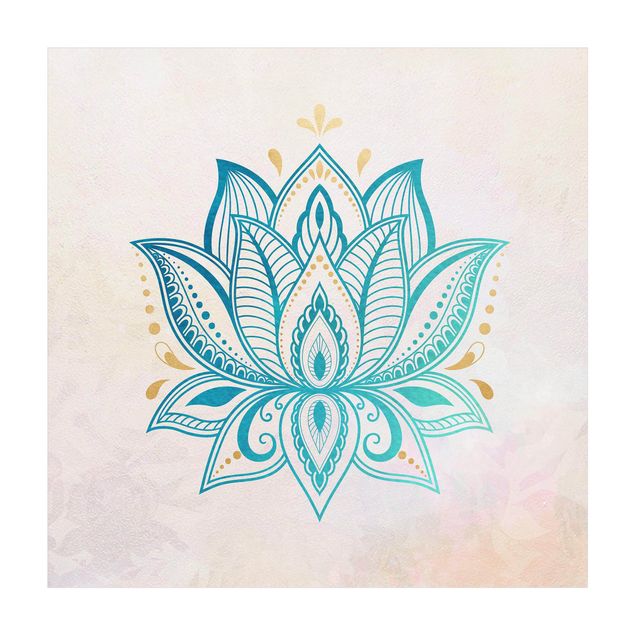 Wanddeko Gäste WC Lotus Illustration Mandala gold blau