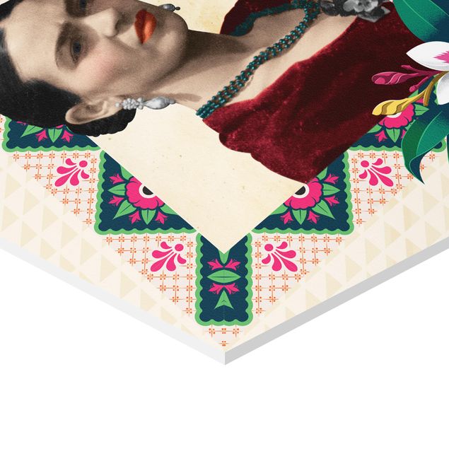 Wanddeko über Bett Frida Kahlo - Blumen und Geometrie