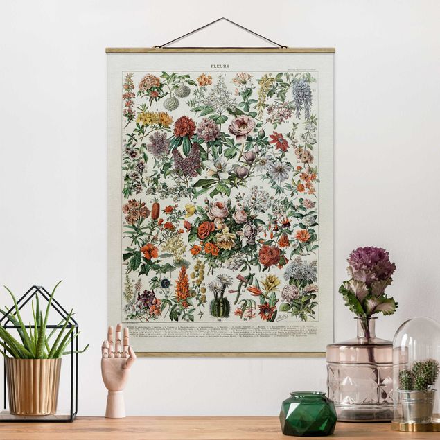 Wanddeko bunt Vintage Lehrtafel Blumen II