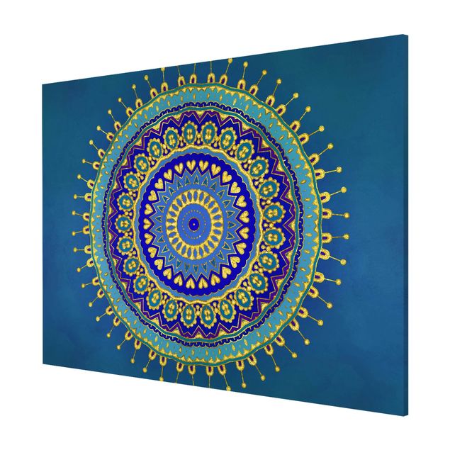 Wanddeko Esszimmer Mandala Blau Gold