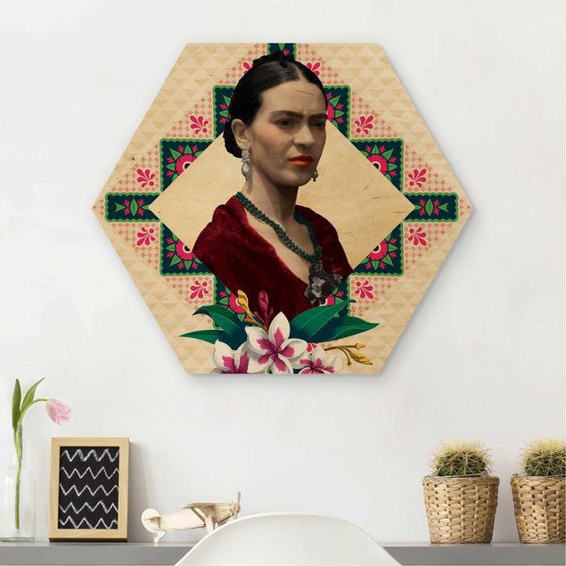 Wanddeko Schlafzimmer Frida Kahlo - Blumen und Geometrie