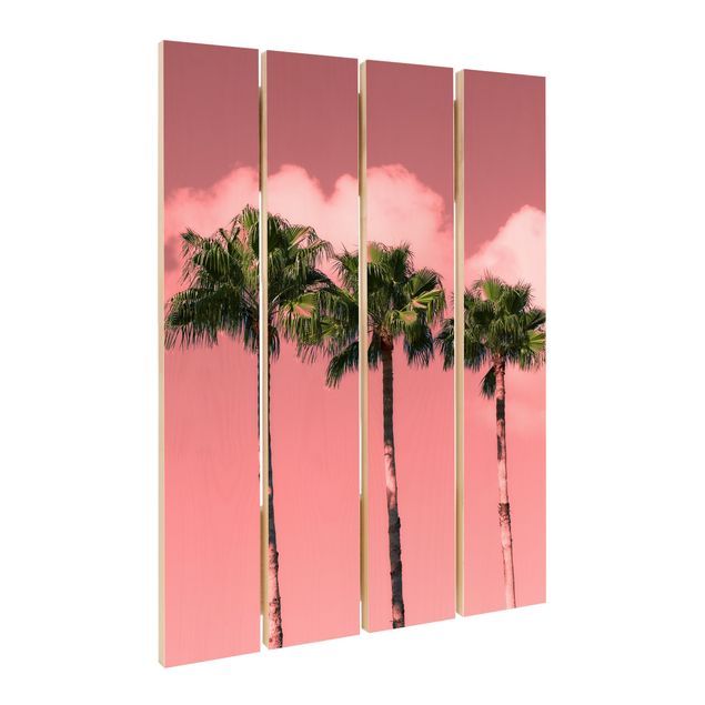 Wanddeko pink Palmen vor Himmel Rosa