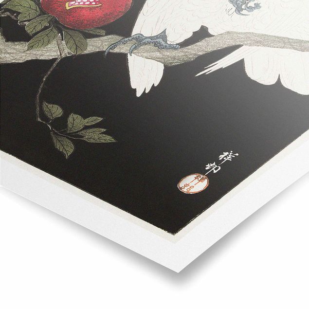 Wanddeko Obst Asiatische Vintage Illustration Weißer Kakadu