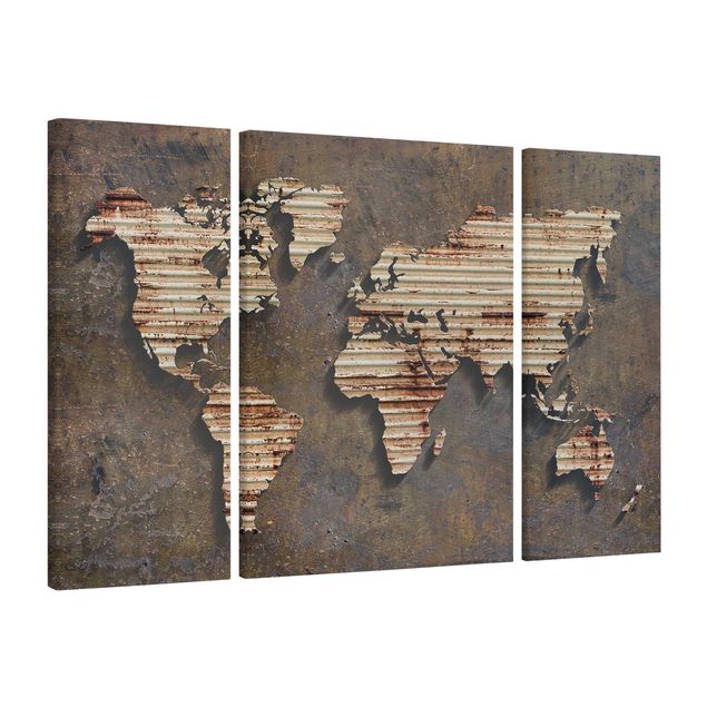 Wanddeko Esszimmer Rost Weltkarte
