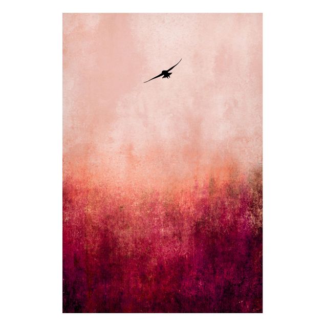 Wanddeko Esszimmer Vogel im Sonnenuntergang