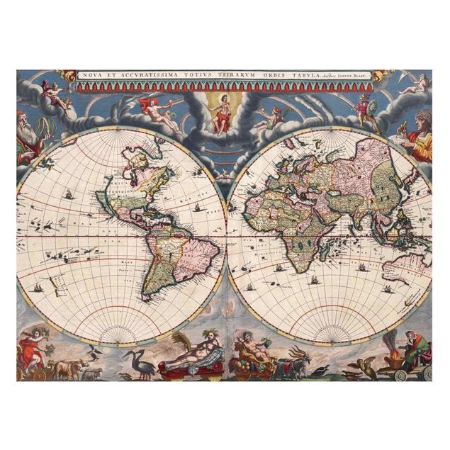 Wanddeko Flur Historische Weltkarte Nova et Accuratissima von 1664