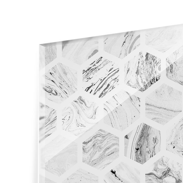 Wohndeko Illustration Marmor Hexagone in Graustufen
