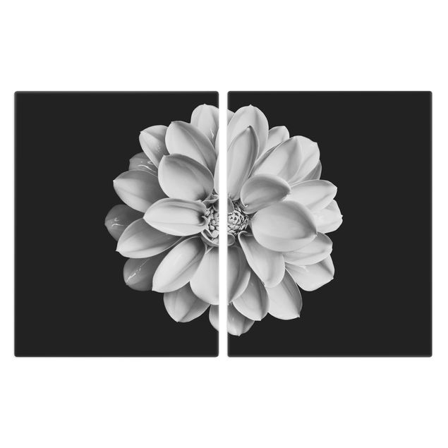 Herdabdeckplatten Blumen Dahlie Schwarz Weiß
