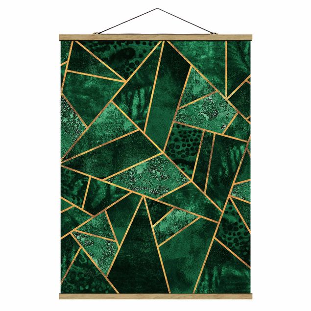 Wanddeko Esszimmer Dunkler Smaragd mit Gold