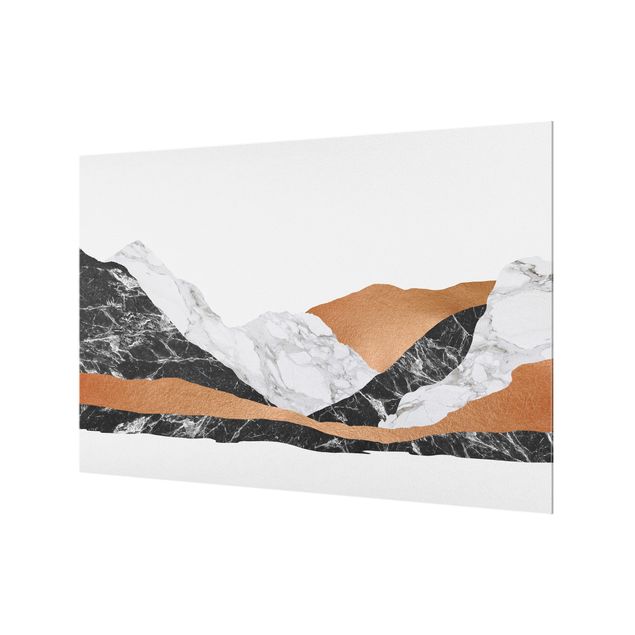 Deko Abstrakt Landschaft in Marmor und Kupfer