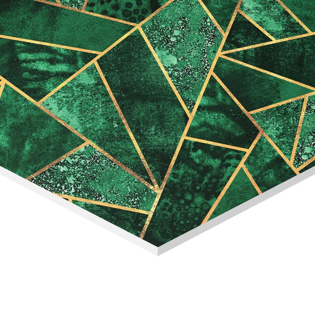 Wanddeko über Bett Dunkler Smaragd mit Gold