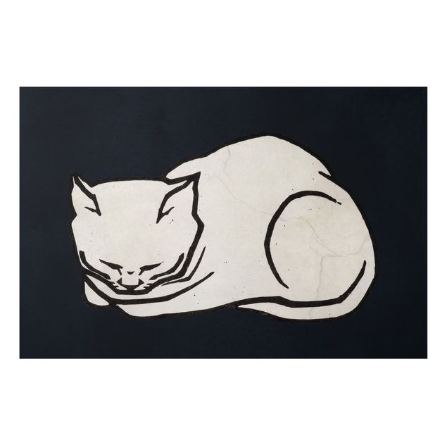 Wanddeko Flur Schlafende Katze Illustration