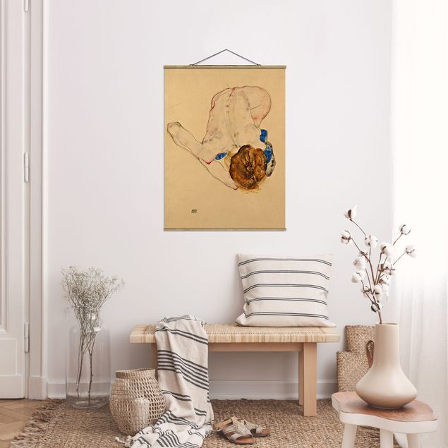 Wanddeko beige Egon Schiele - Nach vorne gebeugter Akt