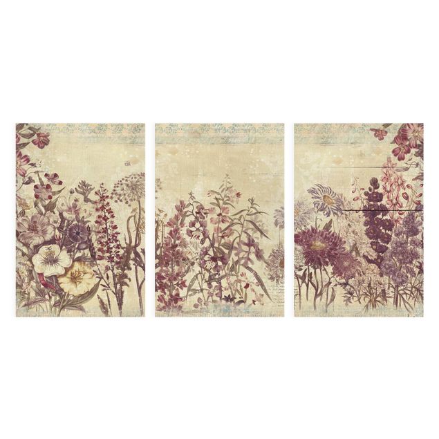 Wanddeko Flur Vintage Blumenzeichnung