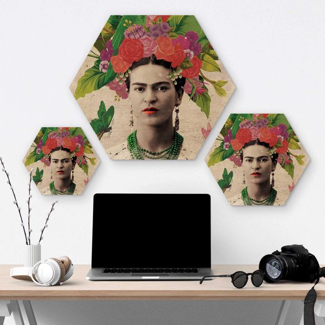Wanddeko draußen Frida Kahlo - Blumenportrait