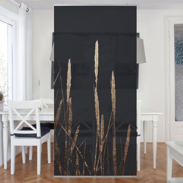 Wanddeko Schlafzimmer Grafische Pflanzenwelt - Goldenes Schilf
