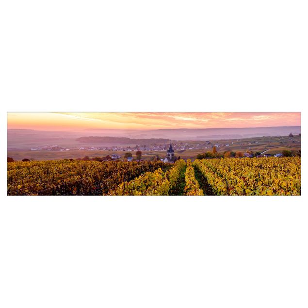 Deko Landschaftspanorama Weinplantage bei Sonnenuntergang