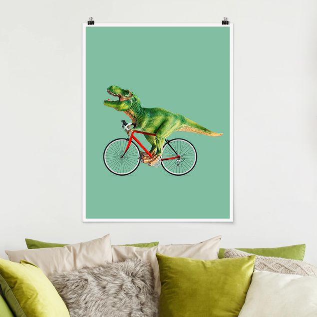 Deko Kinderzimmer Dinosaurier mit Fahrrad