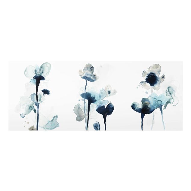 Glasrückwand Küche Blumen Mitternachtsblüten Trio