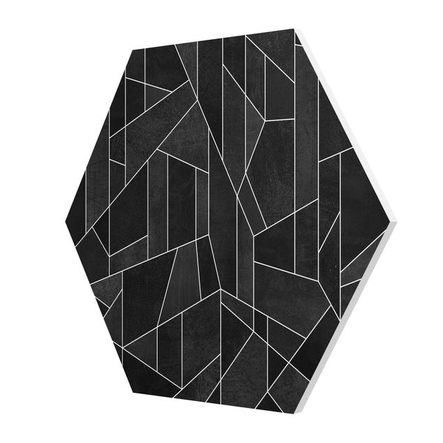 Wanddeko über Sofa Schwarz Weiß Geometrie Aquarell
