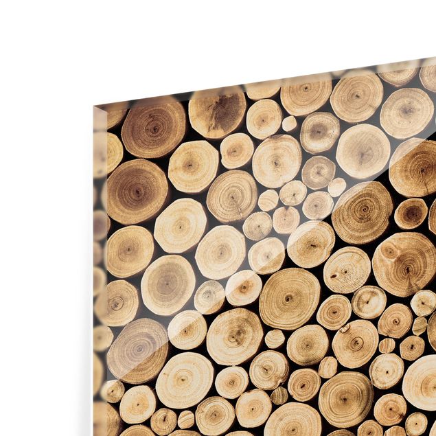 Glasrückwand Küche Holzoptik Homey Firewood