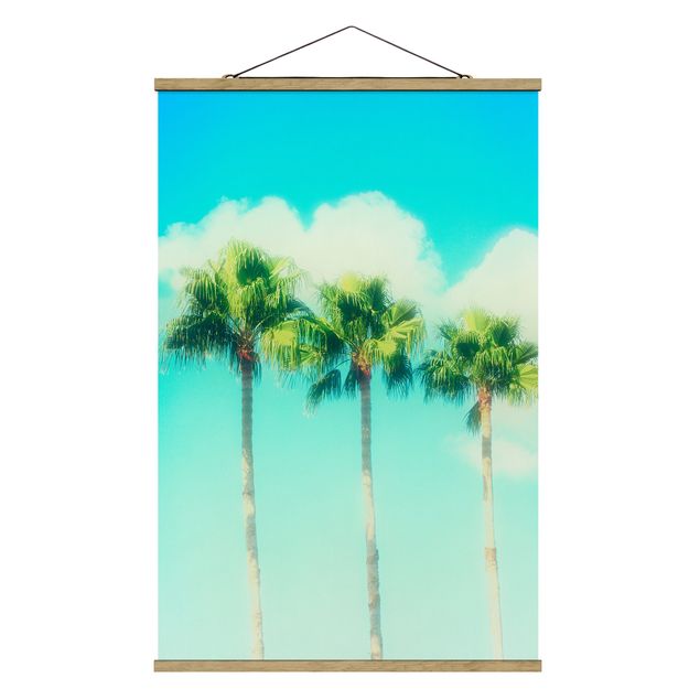 Wanddeko Esszimmer Palmen vor Himmel Blau