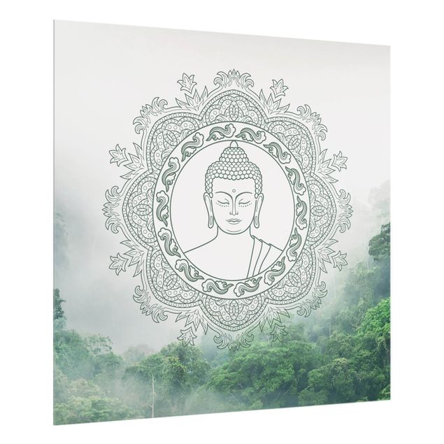 Wohndeko Asia Buddha Mandala im Nebel