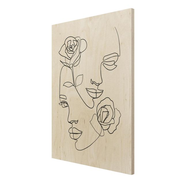 Wanddeko Flur Line Art Gesichter Frauen Rosen Schwarz Weiß