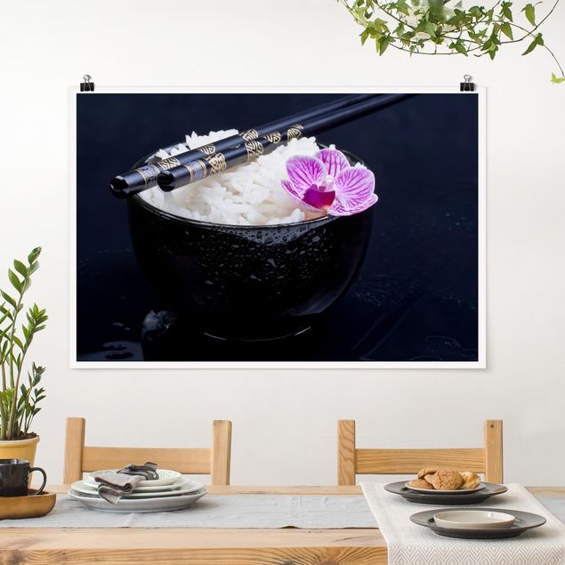 Wanddeko Küche Reisschale mit Orchidee