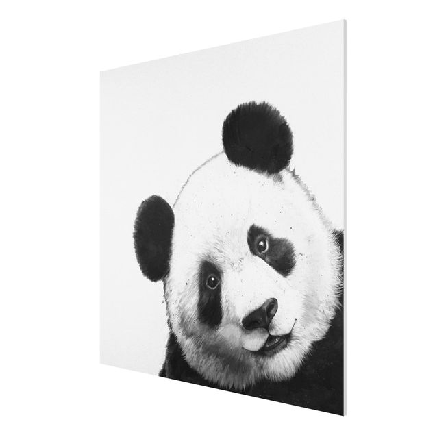 Wanddeko Flur Illustration Panda Schwarz Weiß Malerei