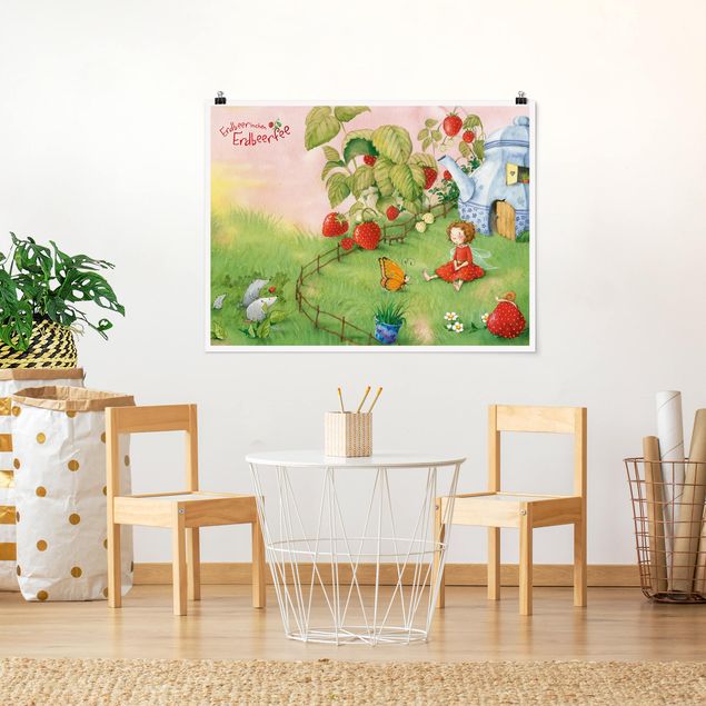 Wanddeko Babyzimmer Erdbeerinchen Erdbeerfee - Im Garten