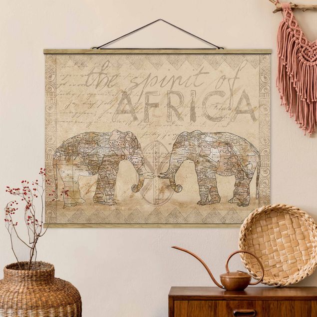 Wandbilder Elefanten Vintage Collage - Spirit of Africa